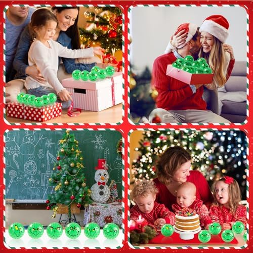 12Pcs Christmas Stress Balls,Christmas Green Monster Squishy Toy for Adults,Squishy Squeeze Relief Balls Bulk Fidget Toys,Christmas Stocking Stuffer Party Favors