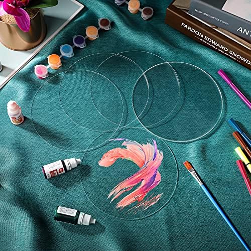 Yalikop 10 Pcs 6 Inch Acrylic Blanks Ornament Round Clear Acrylic Christmas Disc Circle Clear Christmas Ornaments Blank Plastic DIY Disc Circle Crafts for Xmas Decor Crafting Making and Painting