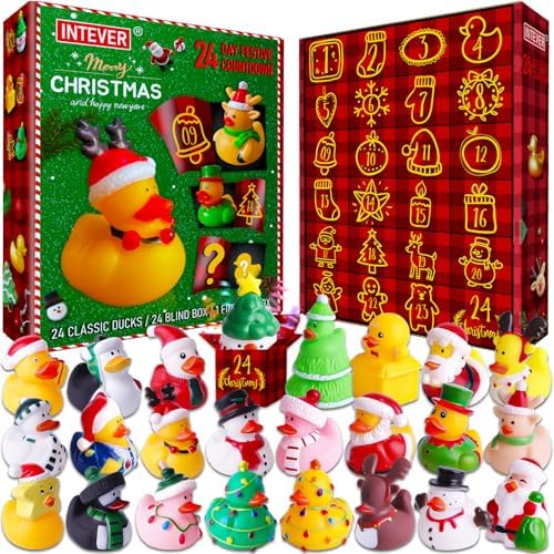 2025 Advent Calendar Christmas Ducks – 24 Days of Surprise Rubber Duck Gifts | Fun Holiday Countdown Toy Set for Christmas Party Favors, Stocking Stuffers & Decorations for Toddlers, Boys & Girls