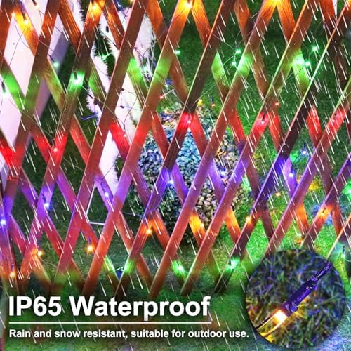 YAOZHOU Solar Christmas Net Lights Multicolor, Outdoor Waterproof 264Led 9.9Ft*6.6Ft Mesh Lights 8 Modes with Timer, Solar Powered Christmas Decorations for Lawn, Bushes, Trees