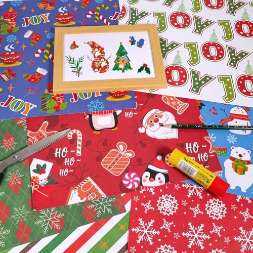 Konsait 24 Sheets Christmas Scrapbook Paper 12x12 Double Sided Christmas Pattern Paper Sheets Xmas Decorative Papers Xmas Cardstock Pad Craft Papers for Card Making Scrapbook Supplies