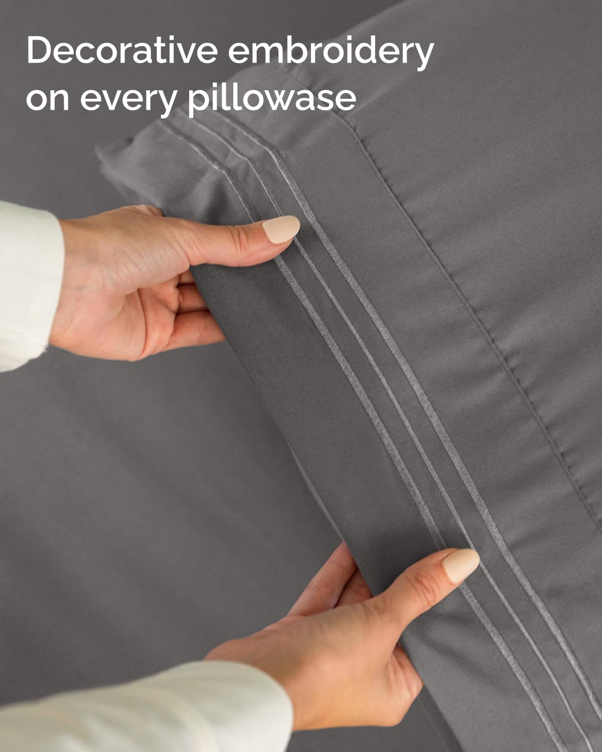 Twin XL Size 3 Piece Sheet Set - Comfy Breathable & Cooling Sheets - Hotel Luxury Bed Sheets for Women & Men - Deep Pockets, Easy-Fit, Soft and Wrinkle Free Sheets - Dark Grey Oeko-Tex Bed Sheet Set