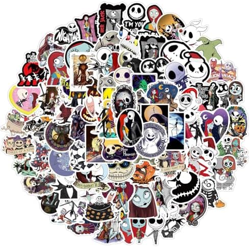 100pcs The Nightmare Before Christmas Sticker for Adult, Stickers for Teen Girl, Waterproof Vinyl Sticker for Water Bottle Laptop Phone Party Favors (Grey)