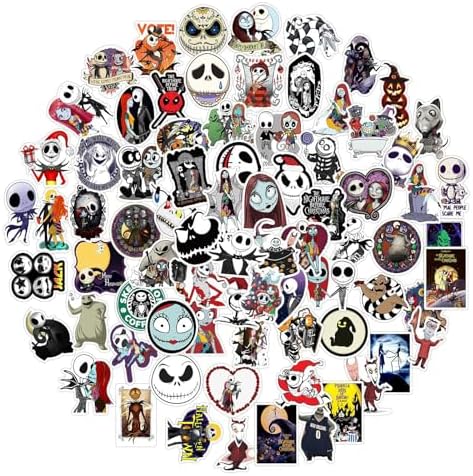 100pcs The Nightmare Before Christmas Sticker for Adult, Stickers for Teen Girl, Waterproof Vinyl Sticker for Water Bottle Laptop Phone Party Favors (Grey)