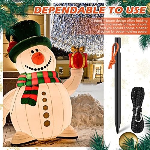 12 Pcs Inflatable Stakes and Tethers - Heavy Duty Aluminum String 7" Rope Spikes With Hook - Replacement Accessories for Halloween Christmas Garden Lawn