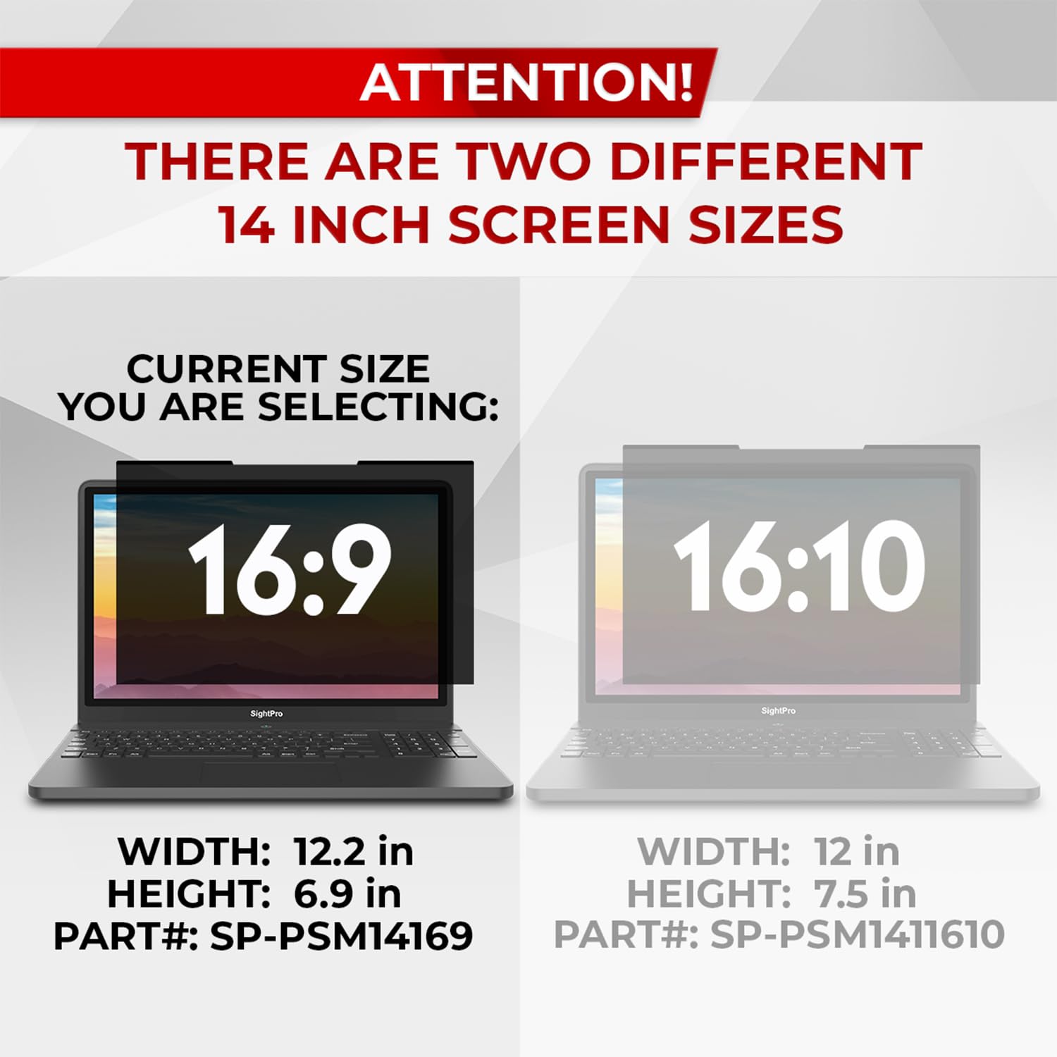 SightPro Magnetic Laptop Privacy Screen 14 Inch 16:9 - Patented Removable Laptop Privacy Filter Shield and Protector