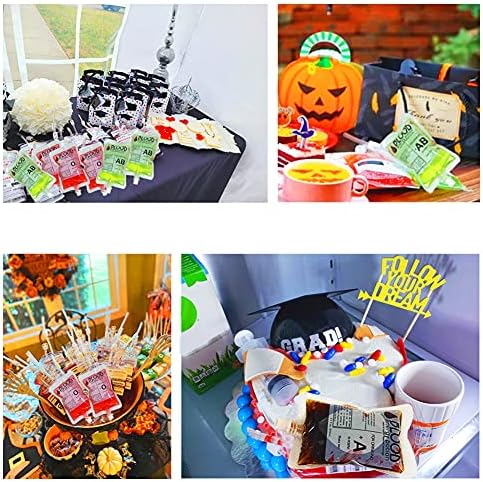 20 Pack Blood Bags for Drinks, 8.5oz Anti-Leak With Cap, Reusable Food Grade, Decoration Cups for Halloween and Christmas