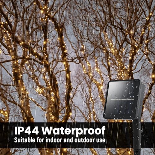 Solar String Lights for Outside, 2 Pack 200 Led Solar Christmas Lights Outdoor Waterproof 82ft Solar Fairy Lights 8 Lighting Mode Solar String Lights Idea for Garden,Courtyards,Trees(Warm White)