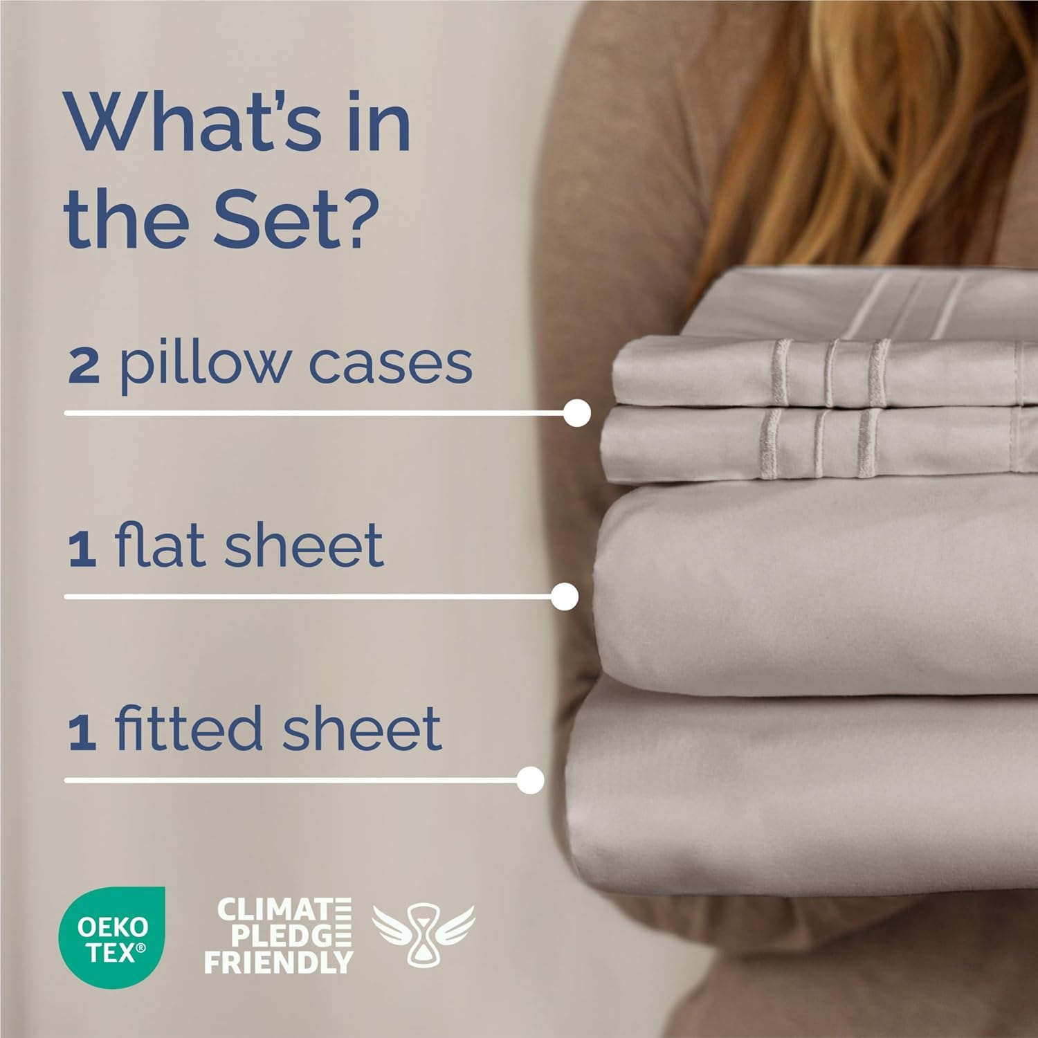 King Size 4 Piece Sheet Set - Comfy Breathable & Cooling Sheets - Hotel Luxury Bed Sheets for Women and Men - Deep Pockets, Easy-Fit, Soft and Wrinkle Free Sheets - Light Grey Oeko-Tex Bed Sheet Set