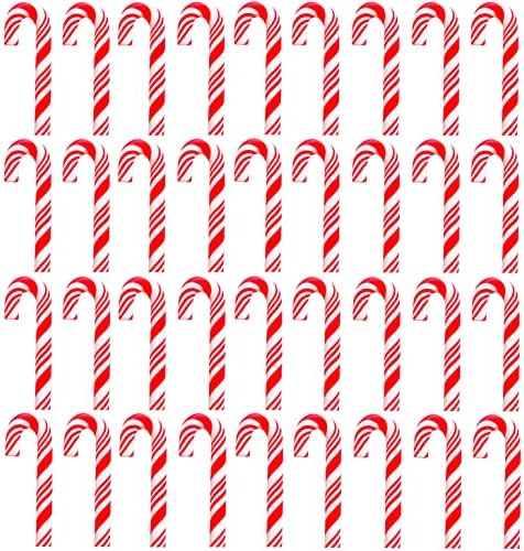 100Pcs Clay Candy Canes Red White Candy Canes Christmas Candy Cane Faux Candy Cane Christmas Stick Mini Polymer Soft Clay DIY Decoration for Nail Art Kit DIY Cake Food（3CM-Red +White）