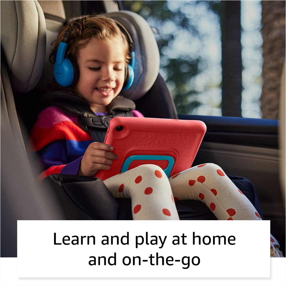 Amazon Fire 7 Kids tablet (newest model) ages 3-7. Top-selling 7" kids tablet on Amazon. Includes ad-free and exclusive content, easy parental controls, 10-hr battery, 16 GB, Red
