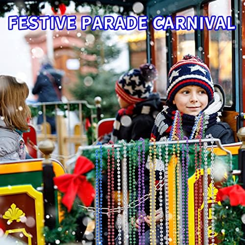 120 PCS Mardi Gras Beads, Party Beads Necklaces for Mardi Gras, Christmas, St. Patrick's Day, Metallic Colorful Necklaces Accessories in 12 Colors