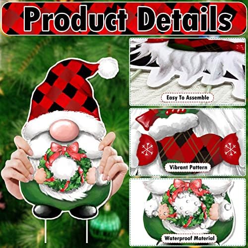 TREWAVE Christmas Gnome Yard Signs 8 PCS, Props Stakes, Outdoor Lawn Decorations, Winter Home Pathway Walkway Decor