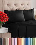 King Size 4 Piece Sheet Set - Comfy Breathable & Cooling Sheets - Hotel Luxury Bed Sheets for Women & Men - Deep Pockets, Easy-Fit, Extra Soft and Wrinkle Free Sheets - Black Oeko-Tex Bed Sheet Set