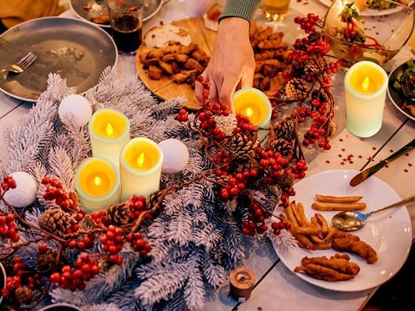 YIWER Waterproof Flameless Candles, Outdoor Battery Operated LED Pillars Candles, Electric Fake Candle Set of 9 with Remotes, Halloween, Christmas Decorations