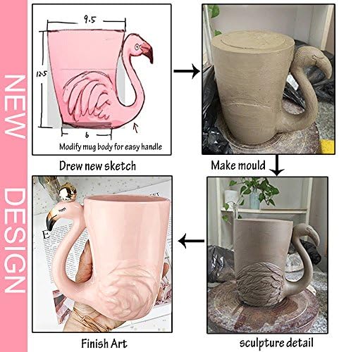 16 oz Cute Pink Coffee Mug Ceramic Flamingo Gift Unique Cups Mom Day Gift for Women Her Grandma Pretty Mug Funny Coffee Cup Funky Xmas Presents for Girlfriend Decorative Animal Decor Christmas Mugs