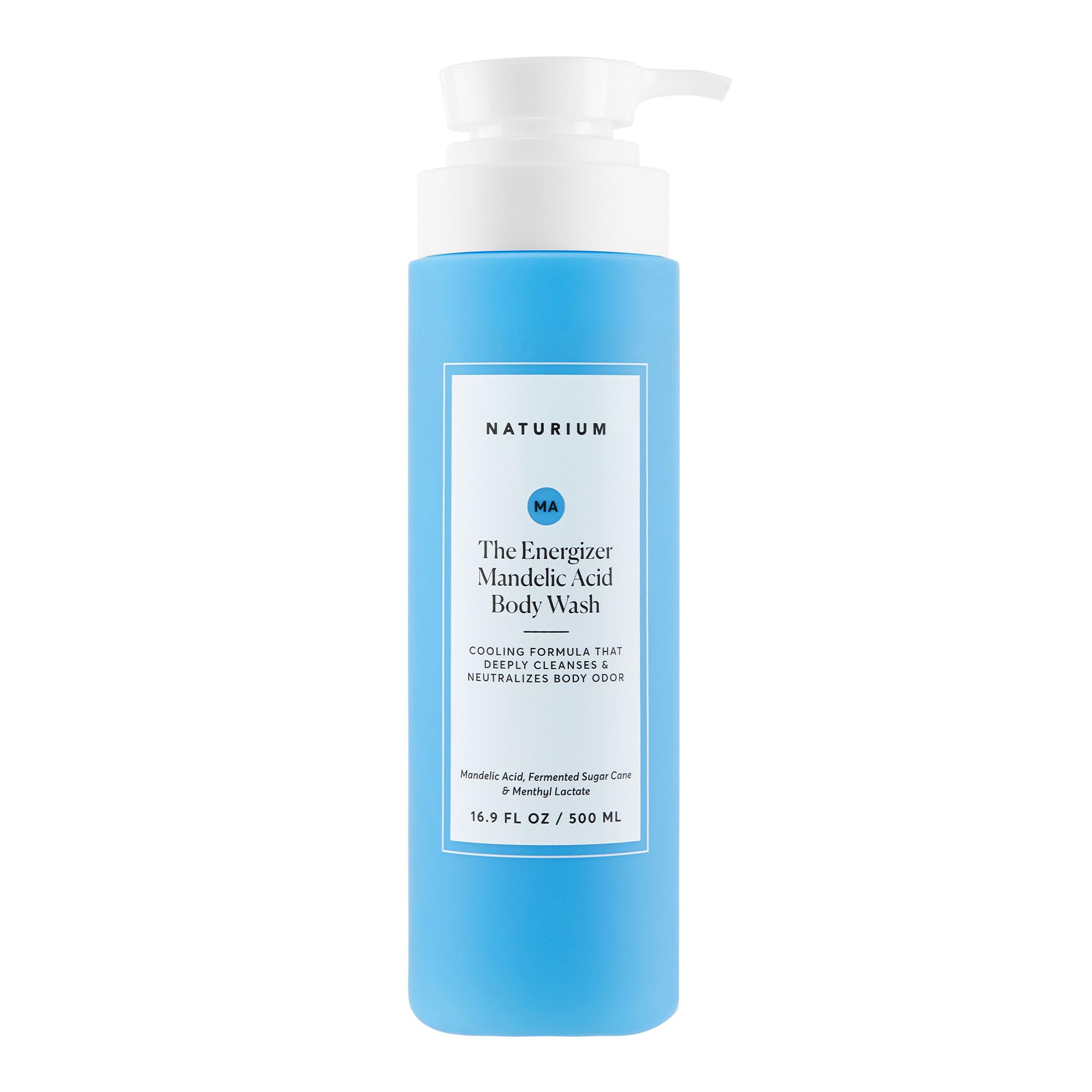 Naturium The Energizer Body Wash, Cooling & Refreshing Formula with Mandelic Acid, Deeply Cleanses & Neutralizes Body Odor, 16.9 oz