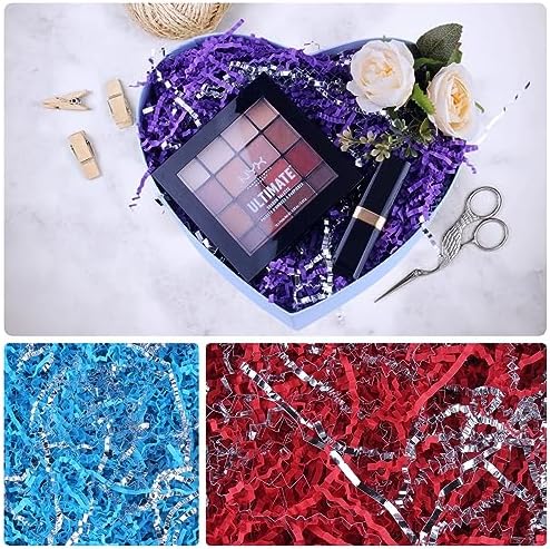 Crinkle Cut Paper Shred Filler 8 oz (1/2 lb) Gift Wrapping & Gift Basket Filler for Christmas, Halloween & Wedding Decorations,Crafting Activities,Many Color Options (White and Gold)