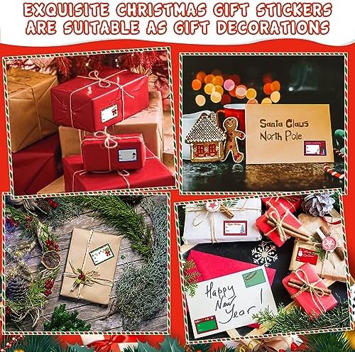 160PCS Christmas Tags Labels, 16 Design Self Adhesive Gift Stickers Name Tags with Santa Snowmen Xmas Tree Reindeer Bells Holiday Decorative Tags for Christmas Presents