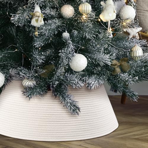 Beautiful Christmas Tree Collar - Modern 28" Cotton Rope Tree Ring - Easy to Set Up Christmas Skirt Enhances Your Holiday Home Decor