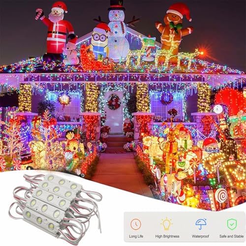 LED Module,Replacement Lights For Inflatables White 20pcs 9.8 Ft 5730 SMD 150LM Per LED Module IP65 Waterproof Christmas Inflatables Light for Letter Sign with Tape Adhesive Backside (White Light)