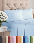 Queen Size 4 Piece Sheet Set - Comfy Breathable & Cooling Sheets - Hotel Luxury Bed Sheets for Women & Men - Deep Pockets, Easy-Fit, Soft and Wrinkle Free Sheets - Light Blue Oeko-Tex Bed Sheet Set