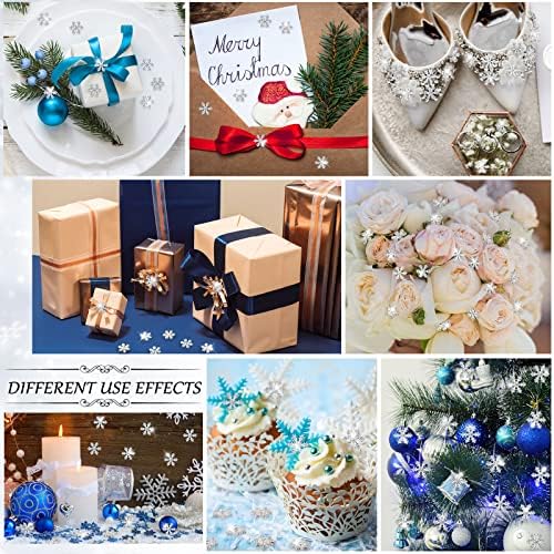 120 Pcs Crystal Snowflake Buttons Christmas Bling Snowflake Rhinestone Diamante Alloy Tiny Button for Crafts Flat Back Snow Embellishments for DIY Wedding Clothes Hair Jewelry Decor (Silver)