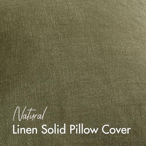 Woaboy 26x26 Inch Set of 2 Euro Sham Decorative Linen Solid Throw Pillow Covers Boho Accent Farmhouse Pillowcases Modern Netural Christmas Home Decor for Bed Couch Sofa Living Room,Olive Green