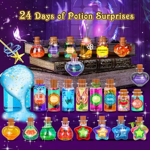 Advent Calendar 2025 for Girls - 24 Days Magic DIY Potion Kit Christmas Countdown Calendar, Halloween Gifts Arts and Crafts Stocking Stuffers Activities Toys for Kids Girl