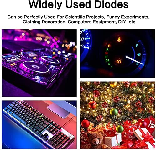 100 Pcs Led Diodes, YIWANSON Mini 3mm Clear Light Emitting Diode Assortment Micro Red Green Blue Yellow White Lamp Electronic Project Kit, for Science Experiment, Circuit Board, Christmas Lights