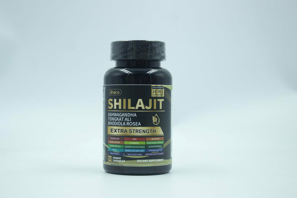 Uheco Shilajit Capsules, 19-in-1 Supplement with Sea Moss, Ashwagandha, Tongkat Ali & Fulvic Acid, Natural Mineral Wellness Supplement, Gluten Free, Non-GMO, 90 Capsules