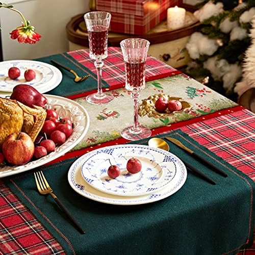 Vintage Christmas Table Runner Xmas Holiday Santa Claus Kitchen Dinner Table Decorations Merry Christmas Table Runner for Indoor Outdoor Home Party Decor 13 x 91 Inch