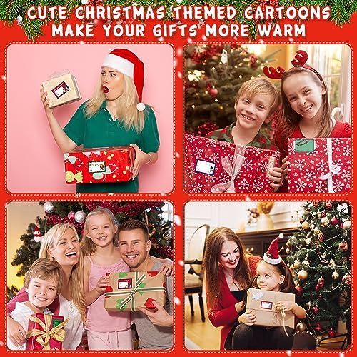 160PCS Christmas Tags Labels, 16 Design Self Adhesive Gift Stickers Name Tags with Santa Snowmen Xmas Tree Reindeer Bells Holiday Decorative Tags for Christmas Presents