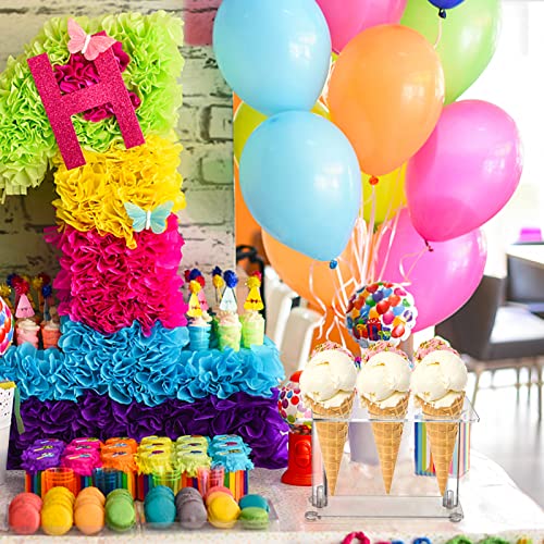 Youeon 2 Pack Acrylic Ice Cream Cone Holder with 6 Holes, Clear Waffle Cone Holder Stand, Sushi Hand Roll Stand for Wedding, Birthday, Christmas, Thanksgiving, Party or Buffet, Easy to Assemble