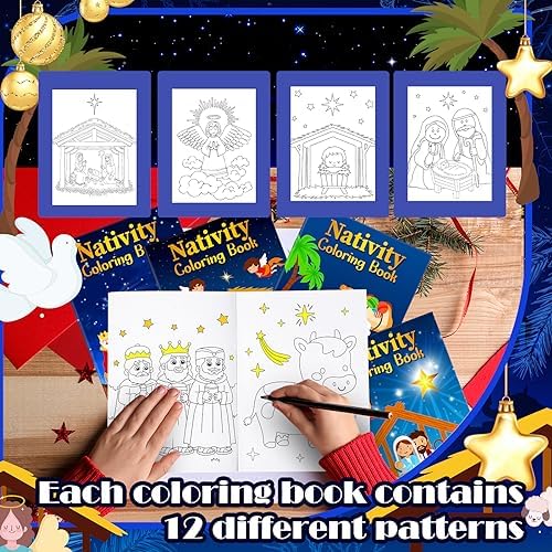 Cholemy Christmas Nativity Coloring Books Bulk Religious Christian Activity Bible Drawing Book for Christmas Party Church Bag Filler(48 Pcs)