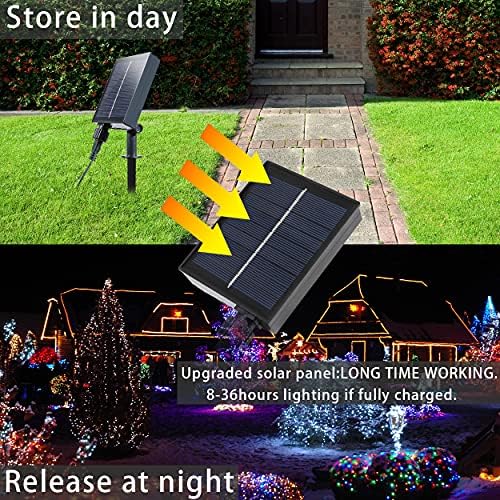 YAOZHOU Solar Christmas Net Lights Multicolor, Outdoor Waterproof 264Led 9.9Ft*6.6Ft Mesh Lights 8 Modes with Timer, Solar Powered Christmas Decorations for Lawn, Bushes, Trees