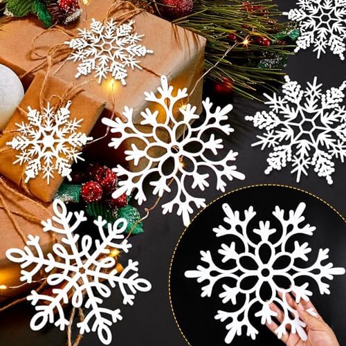 12pcs Large Christmas Hanging Snowflakes Decorations Outdoor - White Big Hanging Snowflake in Different Sizes for Winter Decoration Indoor Outdoor Christmas Tree Holiday Decor