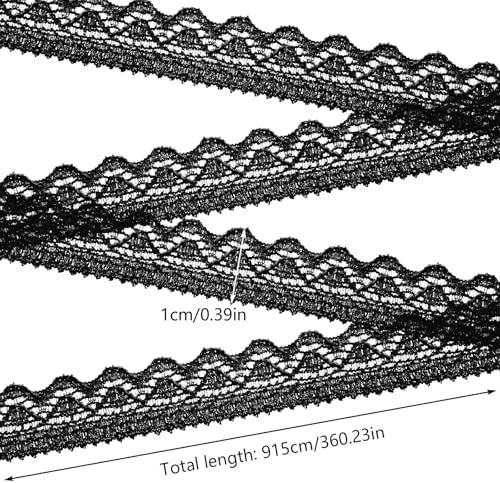 10 Yards Black Elastic Lace Trim, Wide Stretchy Crochet Lace for Crafts, Wedding Decoration, DIY Sewing, Christmas