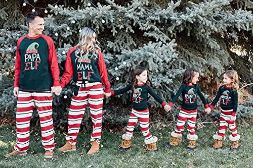 Lazy One Matching Family Christmas Pajamas, Elf Matching Christmas PJs for Family, Adult Tees & Pants Separates