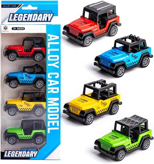 1 Set of 4pcs Mini Pull Back Off-Road Toy Cars Vehicles, Jeep-Like, Birthday Gifts, Party Favors,Christmas Stuffers for Toddlers Kids Boys Girls