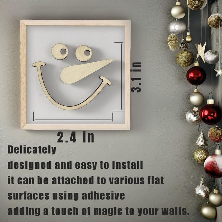 10 Piece Wooden Snowman Face Blank Craft Kit, Christmas Wooden Space Decorations, Reusable DIY Snowman Crafts for Christmas Home, Wall Decorations, Party Supplies