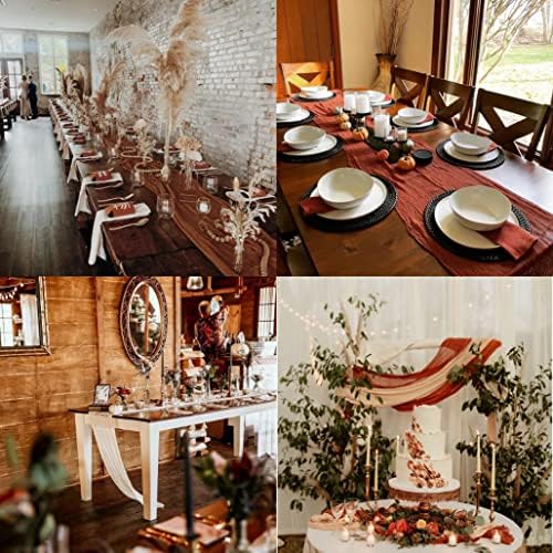 12 Pack Sage Green Cheesecloth Table Runner 10ft Boho Gauze Cheese Cloth Table Runner Rustic Sheer Runner 120 inch Long for Christmas Wedding Bridal Baby Shower Birthday Table Decorations