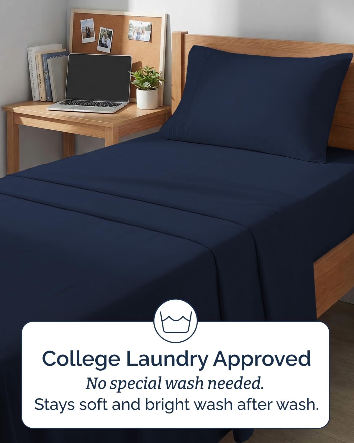 Twin XL Size 3 Piece Sheet Set - Comfy Breathable & Cooling Sheets - Hotel Luxury Bed Sheets for Women & Men - Deep Pockets, Easy-Fit, Soft and Wrinkle Free Sheets - Navy Blue Oeko-Tex Bed Sheet Set