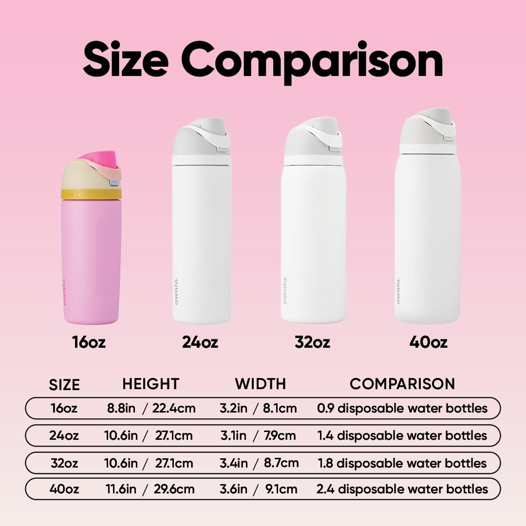 Owala Kids FreeSip Insulated Stainless Steel Water Bottle with Straw for Sports, Travel, and School BPA-Free Sports Water Bottle, 16 oz, Shy Marshmallow