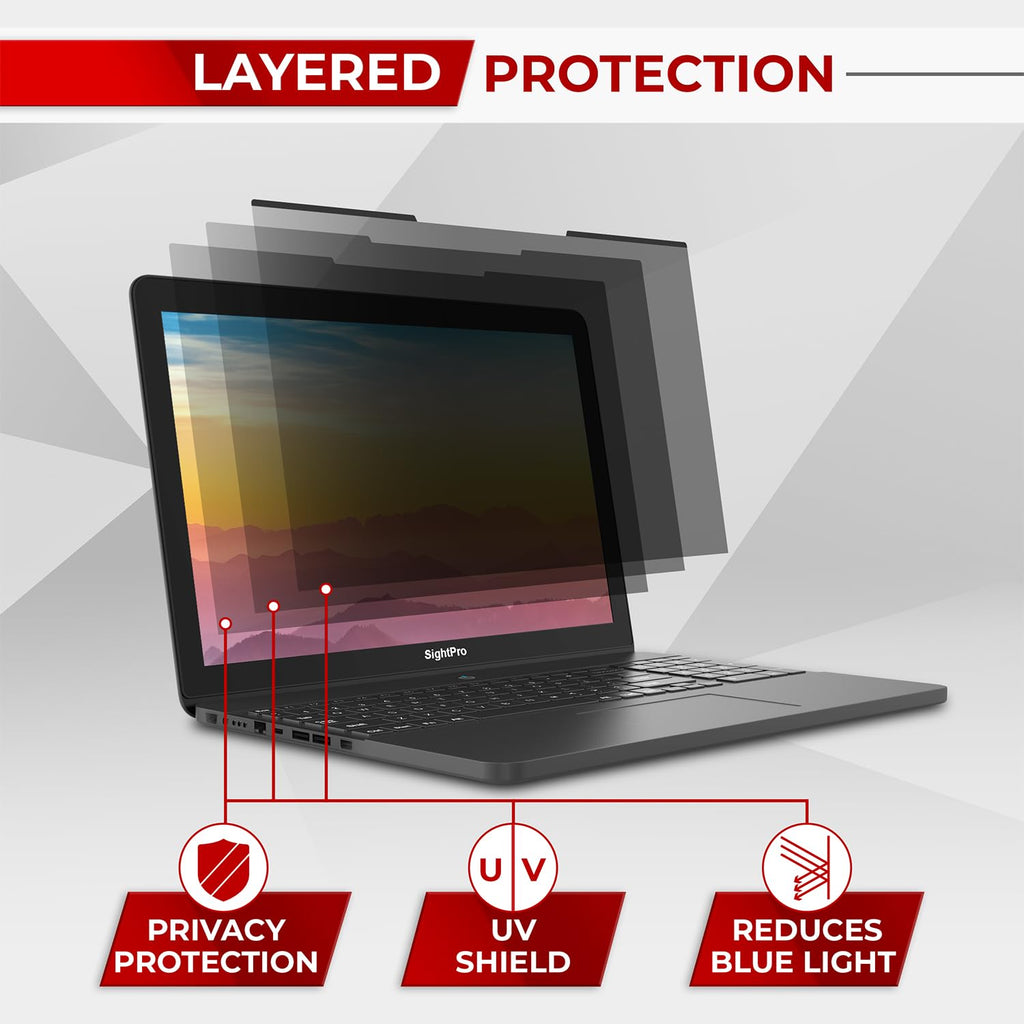 SightPro Magnetic Laptop Privacy Screen 13.3 Inch 16:9 - Patented Removable Laptop Privacy Filter Shield and Protector
