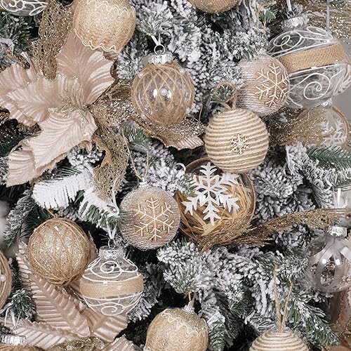 XmasExp Farmhouse Christmas Ball Ornaments Set-Rustic Shatterproof Christmas Tree Decorations 12Counts,70mm/2.76", Farmhouse
