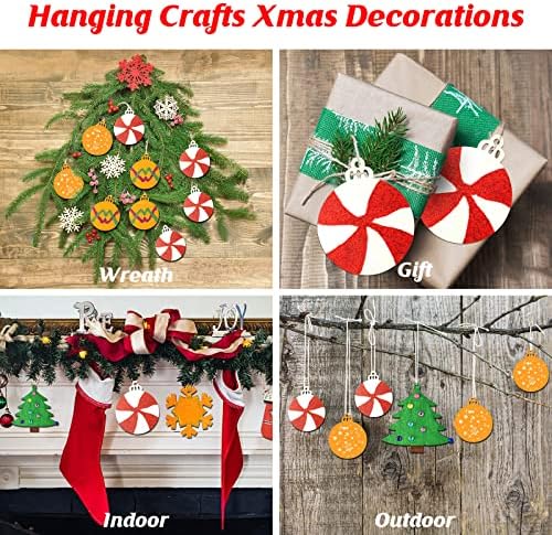 Collabell Christmas Wooden Painting Craft Kit, Paint Your Own Xmas Ornaments, Unfinished Wood Slices Christmas Crafts for Kids Adults, Art and Craft Supplies for Christmas Tree Hanging Decorations