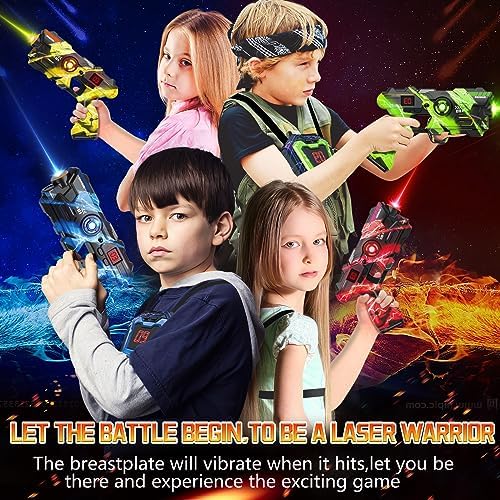 Laser Tag Guns Set of 4 with Digital LED Vests Score Display,Cool Outdoor Toys for Kids Ages 8 9 10 11 12+ Boys Girls Children Teens Adults Birthday Gifts Toys Christmas