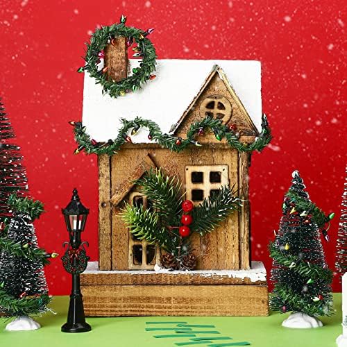Chunyin 4 Pcs Dollhouse Miniature Christmas Holiday Garland with Lights Mini Wreath for 1/6 1/12 Decorations Fireplace Kitchen Accessories, 11.81 Inch, Lamp Beads Can't Light, Green