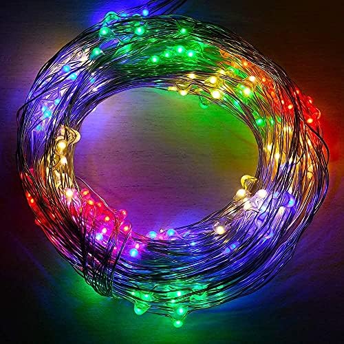 2 Pack Solar Powered Fairy String Lights Outdoor Waterproof 8 Modes Twinkle Christmas Decorations Lights, Each 33ft-100LED, 40ft-120LED, 66ft-200LED, 80ft-240LED, (Multicolor, 66)